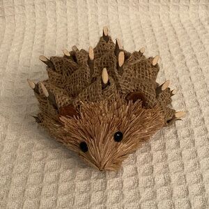Adorable Burlap, Sisal & Stick Hedgehog-Porcupine Made On Styrofoam Base
